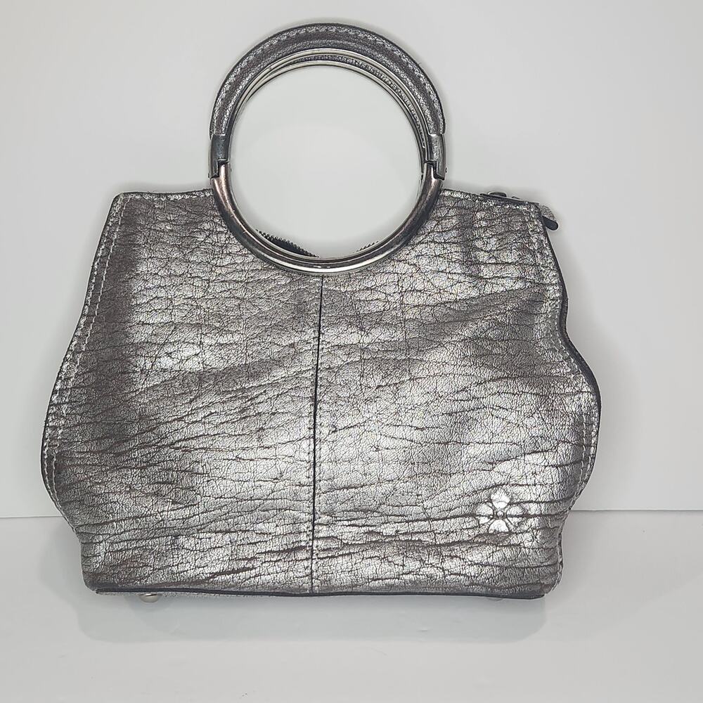 Patricia Nash Distressed Sliver Leather Purse Ring Handles Aria (or Arenzano)
